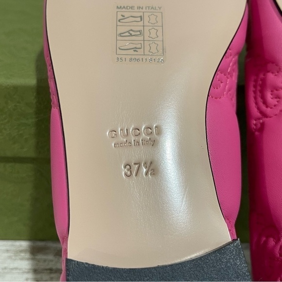 GUCCI Monogram Pink Quilted Matelasse Leather GG Bow Ballet Flats SZ 37.5 $920 - Picture 13 of 16